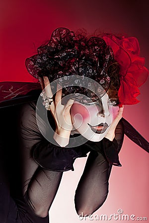 Theatre Makeup on Woman Mime With Theatrical Makeup Stock Photo   Image  22476990