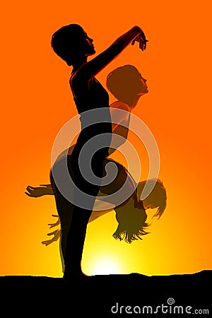 Woman motion dancing silhouette