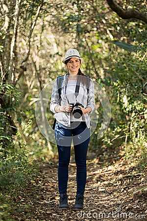 Woman mountain climbing