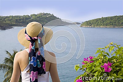 Woman and ocean view