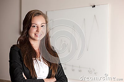 Woman opposite to diagram