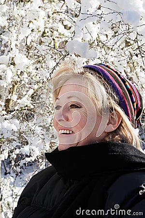 Woman outside on snowy day