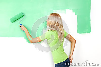 Woman paint on wall