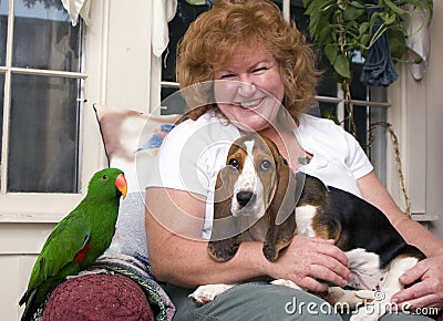 Woman with pets