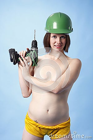 Woman with power drill
