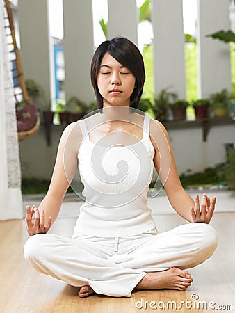 Woman practicing yoga