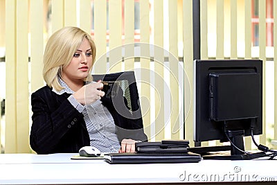 Woman in regular office scene