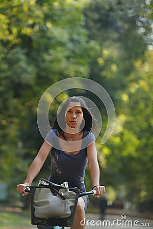 Woman riding a bicycle