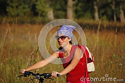 Woman riding a bicycle