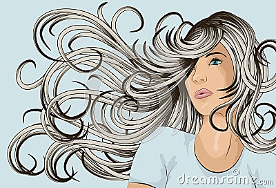 Woman s face with detailed hair