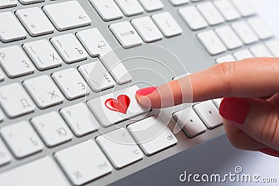 Woman s finger pressing keyboard button