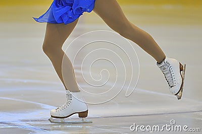 Woman s Legs in Ice Skates