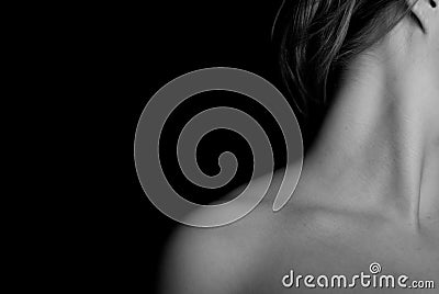 Woman s Neck and Shoulder in Black and White