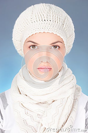 Woman with scarf and winter cap