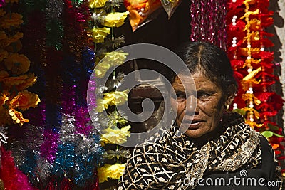 Woman shop keeper in Kathmandu Nepal