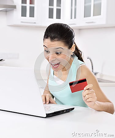 Woman shopping online at home