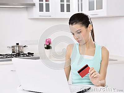 Woman shopping online at home