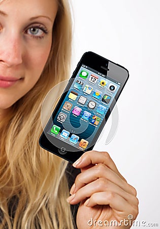 Woman shows iphone 5