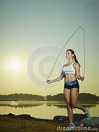 Woman and skipping rope