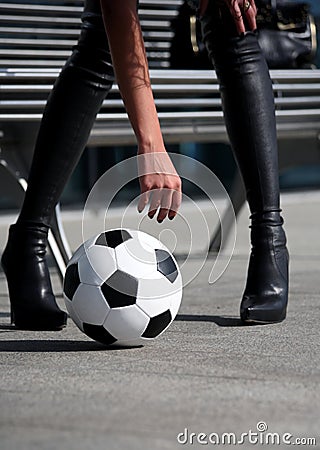 Woman with soccer ball