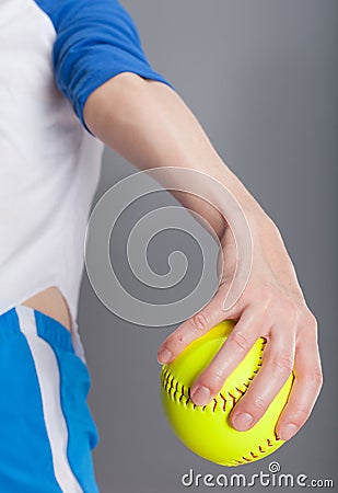 Woman with softball