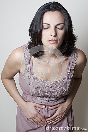 Woman with stomach ache