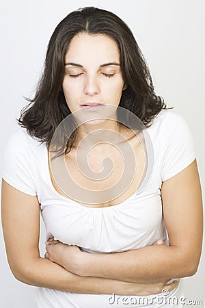 Woman with stomach problems