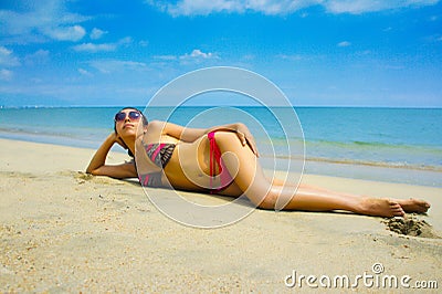 Woman Sun Tanning
