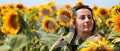 Woman with sunflowers in hair