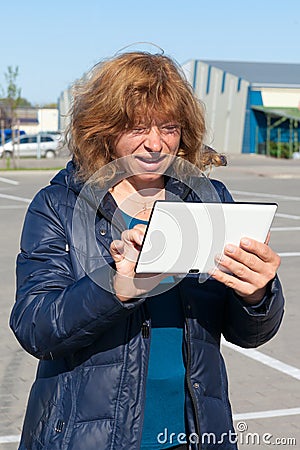 Woman and tablet computer.