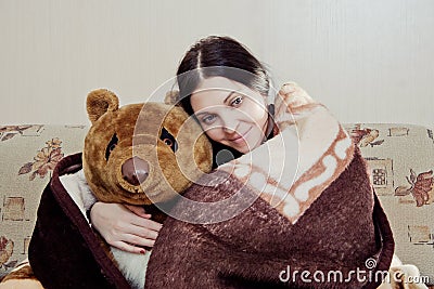 Woman with teddy bear