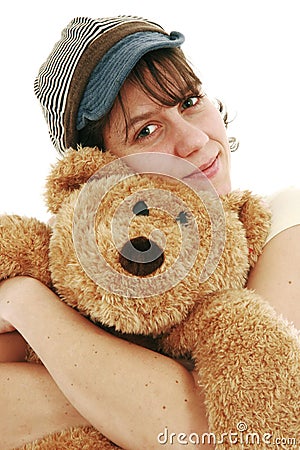Woman and teddy bear