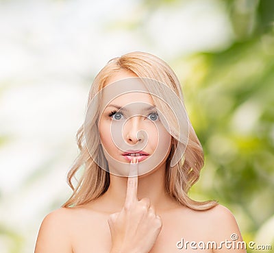 Woman touching her lips