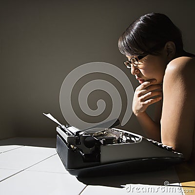 Woman with typewriter.