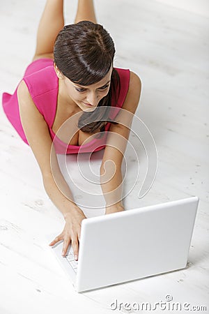 Woman using laptop