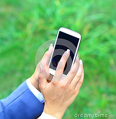 Woman using mobile smart phone