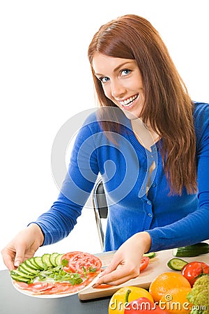 Woman with vegetarian salad