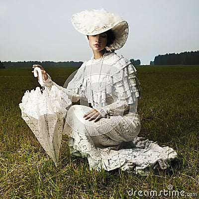 Woman in vintage dress