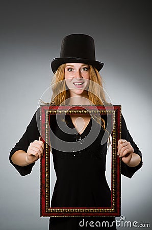Woman with vintage hat