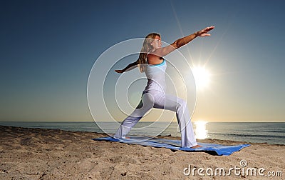 Woman in Warrior Pose II Yoga pose