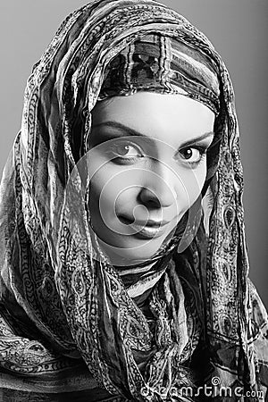 Woman wearing head scarf