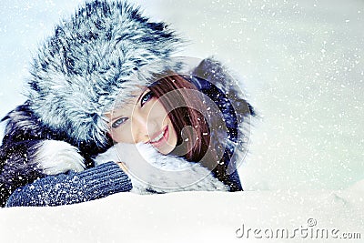 Woman in the winter scenery