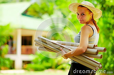 Young woman planning work at outdoor