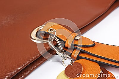 Women brown leather bag belt 4