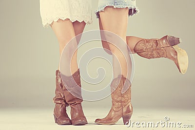 Women with cowboy boots