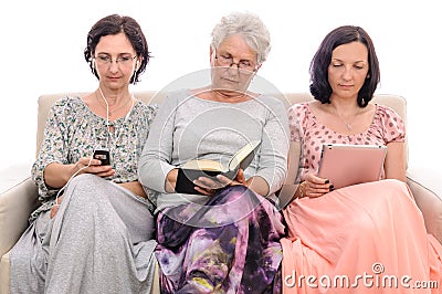 Women generations different free time activities
