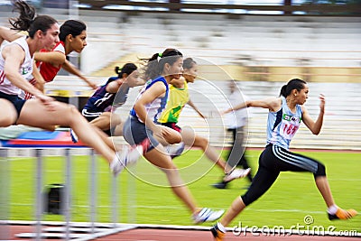 Women s 100 Meters Hurdles Action (Blurred)