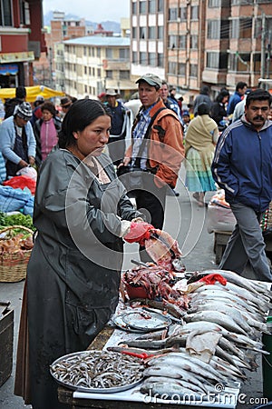 Women selling on the street of La Paz.