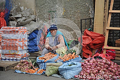 Women selling on the street of La Paz.