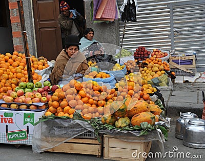 Women selling on the street of La Paz.